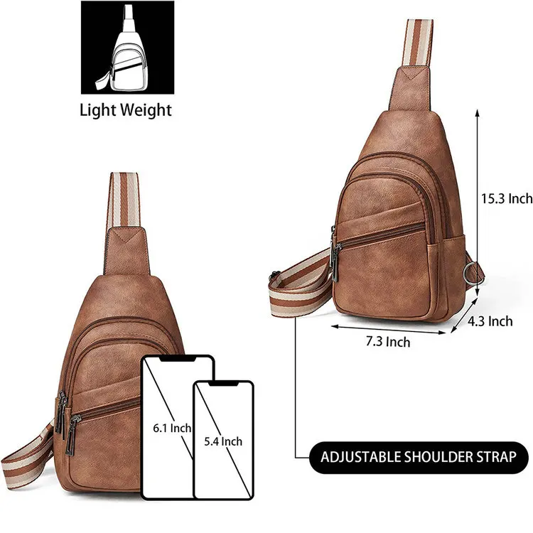 Fashion Mobile Phone Cell PU Leather side Waist Chest Sling Crossbody Luggage Travel Shoulder Messenger Bag  Box Pouch for Women