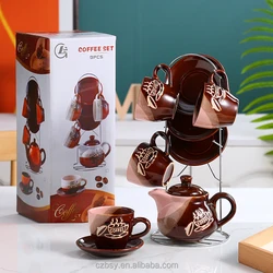 contemporary Ceramic tea set Saudi Arabia Market coffee cup handmade  Ceramic teapot cup saucer