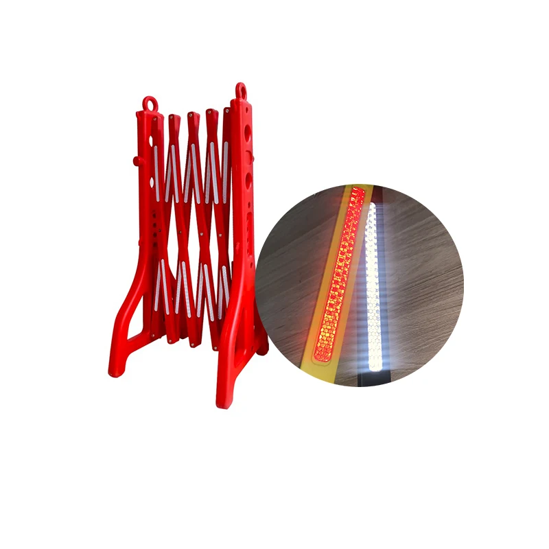 Red color expandable traffic barrier for road safety