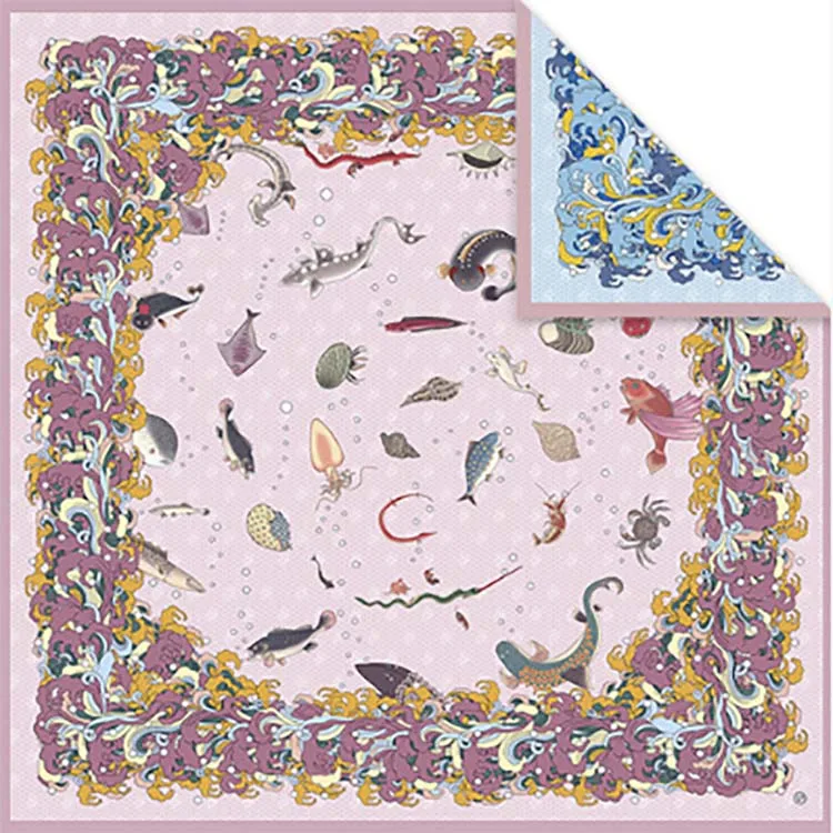 16mm silk twill scarf silk satin large square scarf 90cm gift Chinese style cultural art scarf