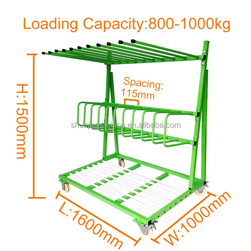 Customized three layers heavy duty aluminum profile transport cart metal storage racking shelves trolley