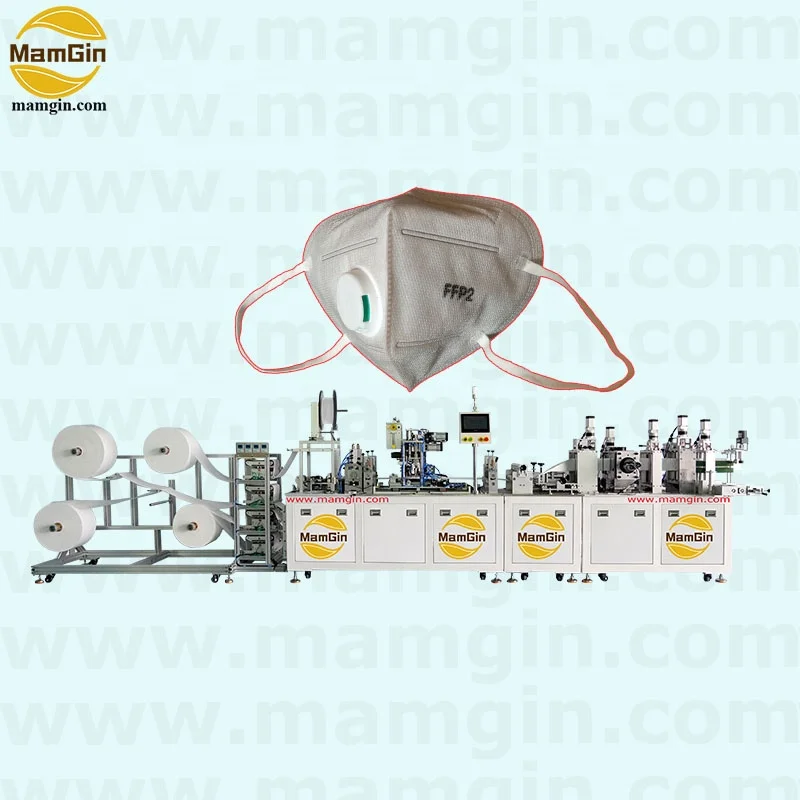 All Servo Controlled FFP2 N95 KN95 Earloop Foldable Mask Production Line