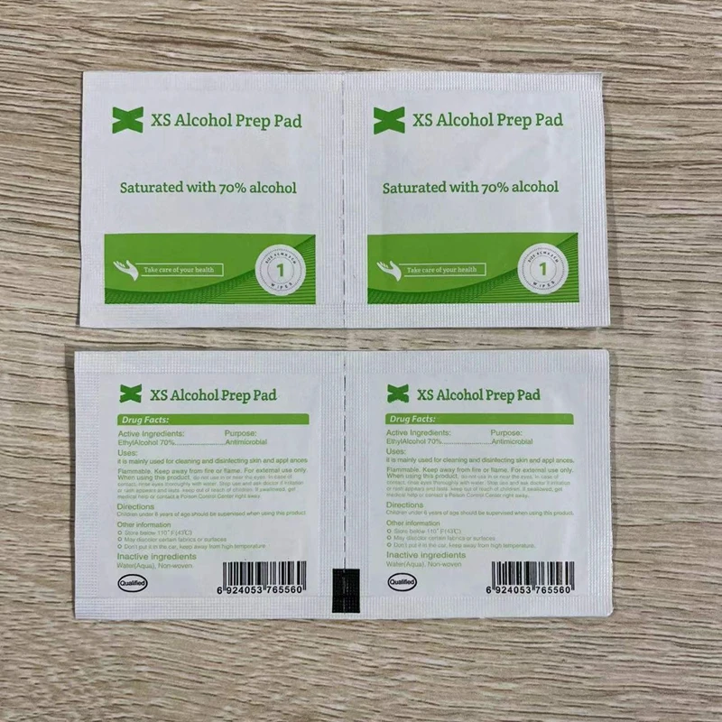 Household Non Woven Alcohol Pads Individual Packaging Disposable Cleaning Alcohol Prep Pads