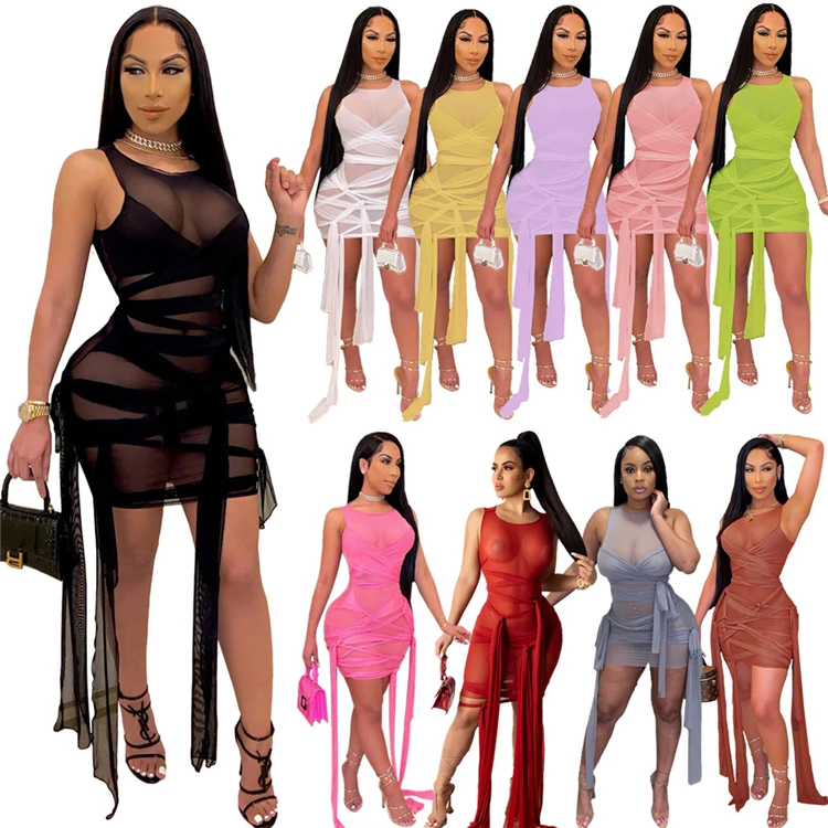 D96860 Wholesale Sleeveless Sexy Fashion New Club Wear Party Short Dresses Women Casual Dress