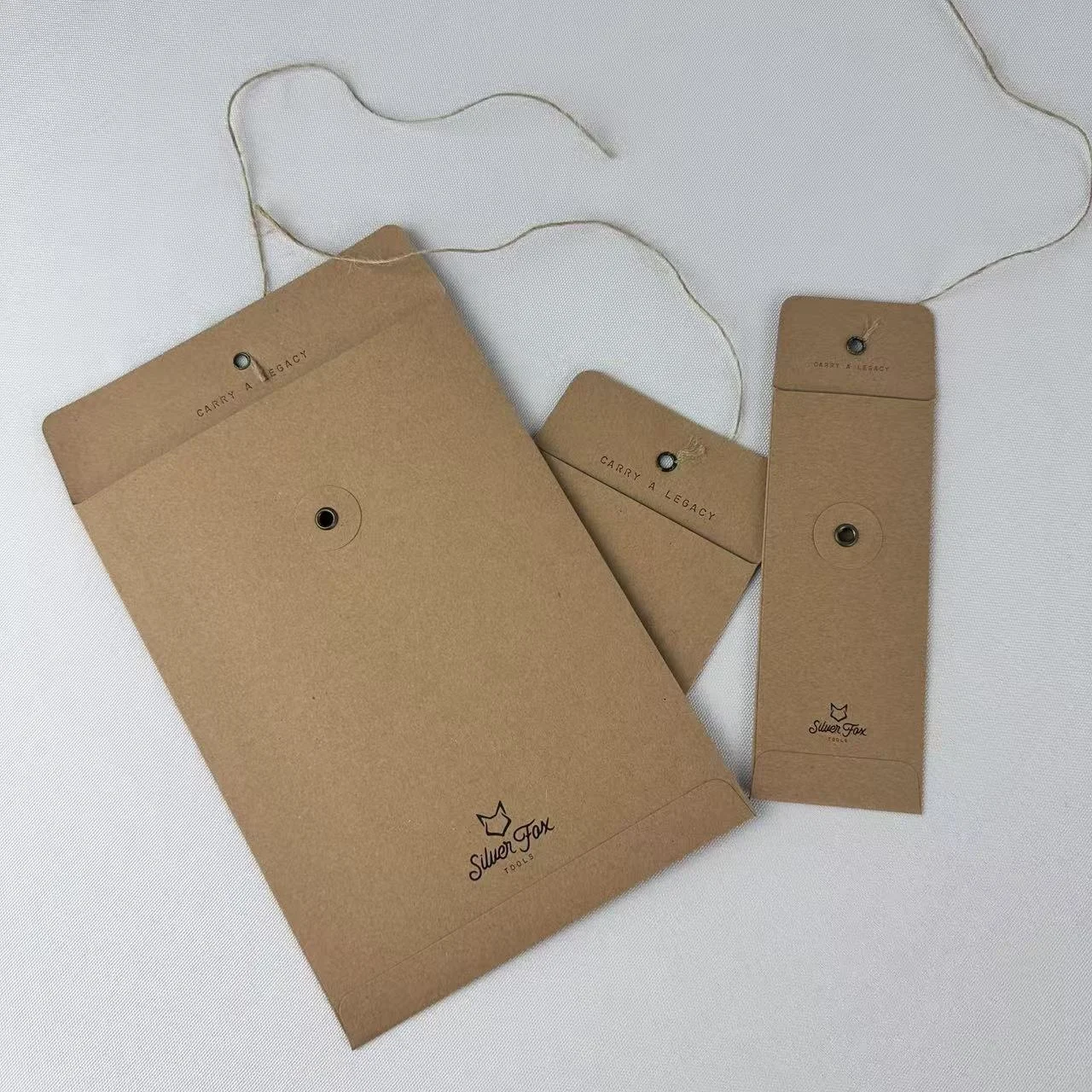 Custom Small Vintage Brown Kraft Paper String Envelopes Packaging Envelope Button and String Envelopes for Gift Card Holder