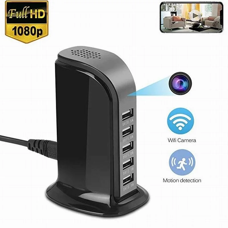  HD Wi-Fi USB зарядная станция камера 1080p 5 USB-портов зарядное устройство видеокамера Беспроводная сеть для дома офиса