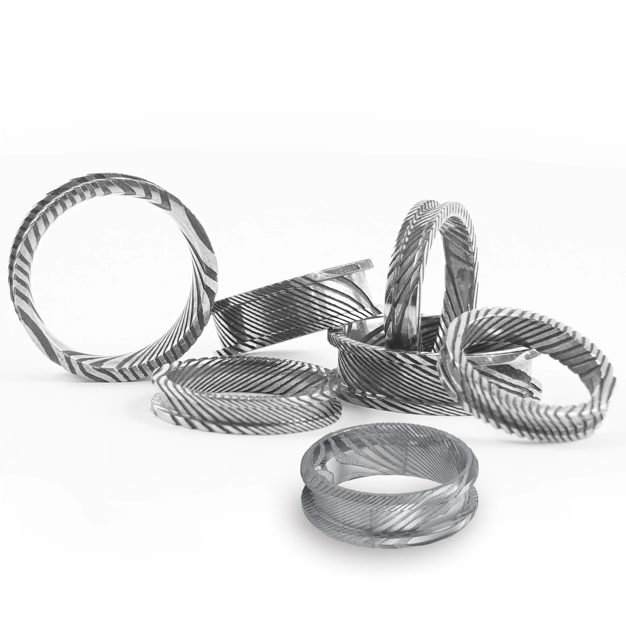 Wholesale Damascus Steel Blank Rings Cores for Inlay