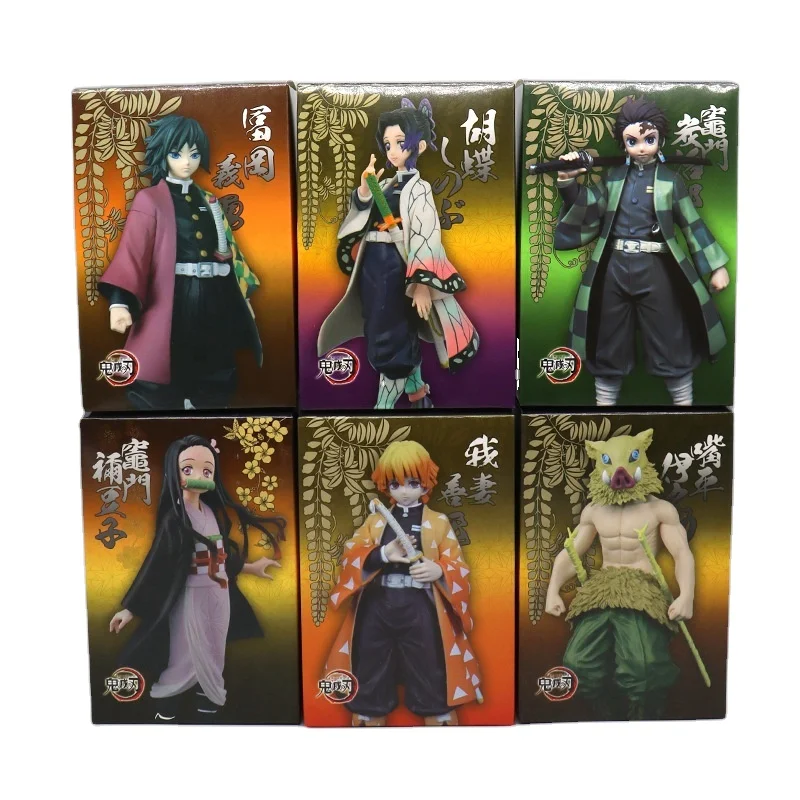 Anime Demon Slayer katana Model Decoration Collection Toy Blind Box Action Figure Set PVC Toys Zenitsu Tanjiro Nezuko