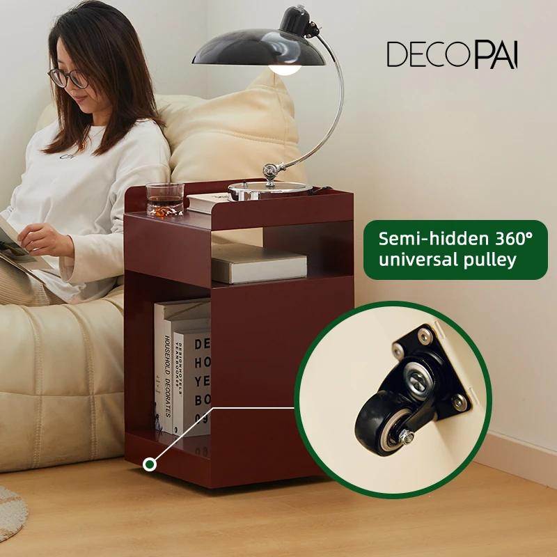 Scandinavian sofa side table, modern minimalist storage sideboard, creative movable under-table cabinet
