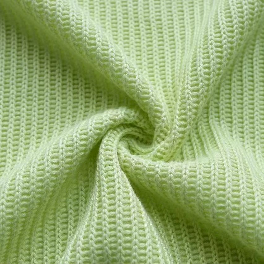 Hot Sale Green Slub Knit Knitted Jacquard for Sweater Striped Fabric Top Clothing Cardigan Scarf Skirt Fabric