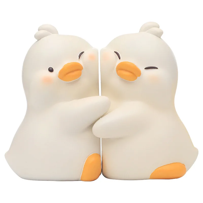 creative duck figurine cute hug ducks decorative bookend resin book ends for shelves