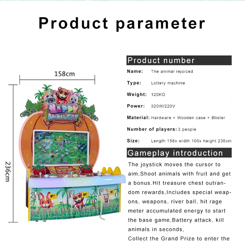 Wholesale Coin Operated Indoor Crazy Animals Lottery Amusement Ticket Redemption Game Machine For Sale