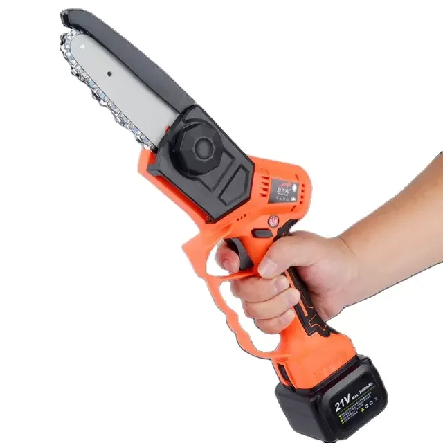 Professional mini electric 25v cordless lithium battery chain saw tree cutting machine with steel chainsaw