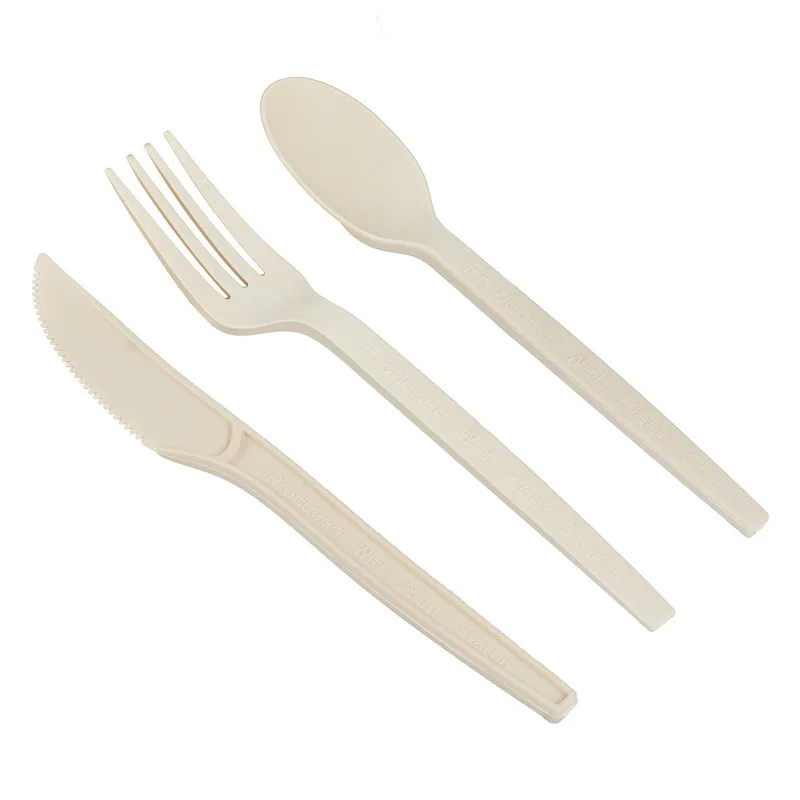 Disposable Corn Starch Cutlery Set Plastic Spoon Disposable Forks And Knives Biodegradable Cutlery
