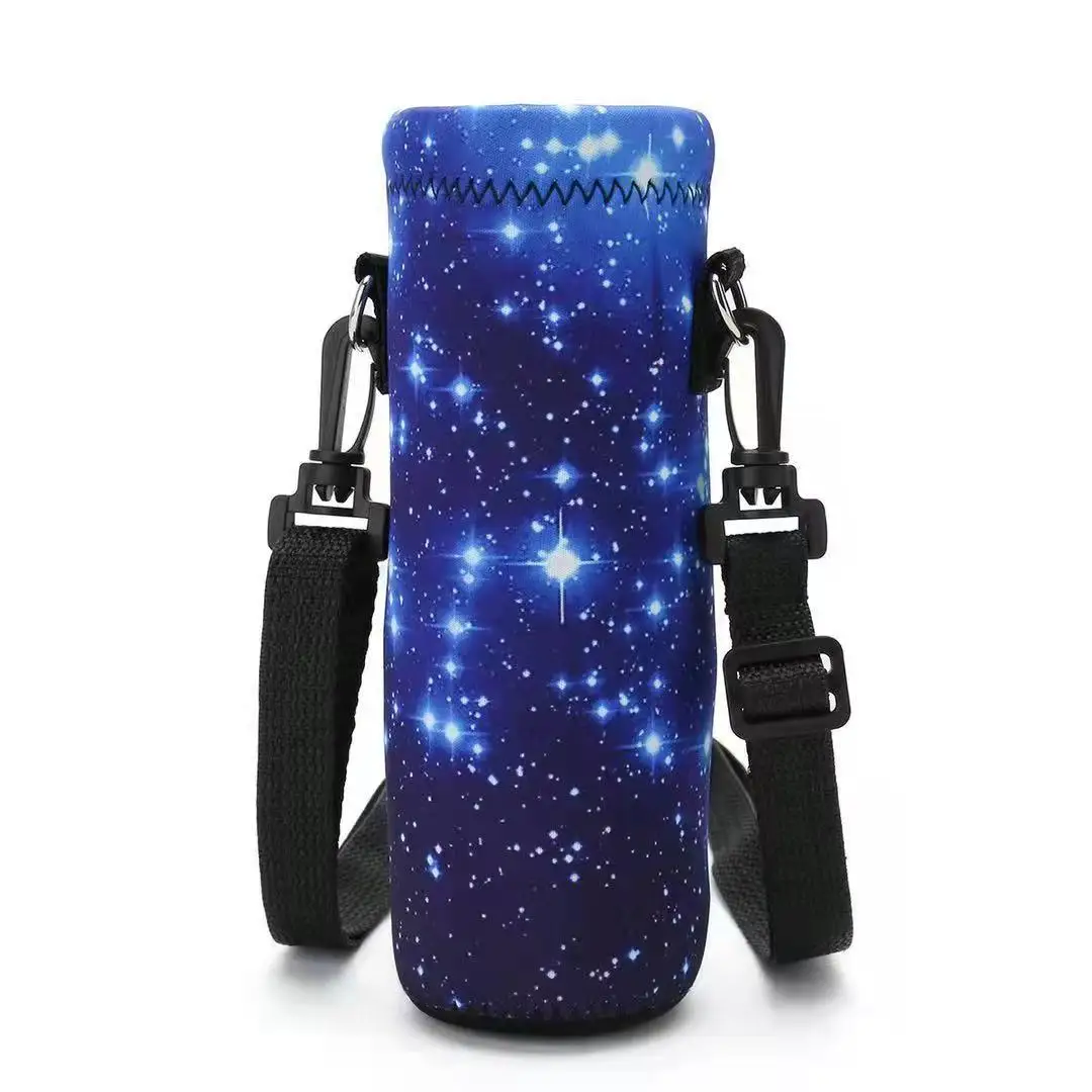 Factory Neoprene Cup Cover Heat Insulation Out-door Sports Adjustable Shoulder Strap Water Bottle Holder Bottle Cover