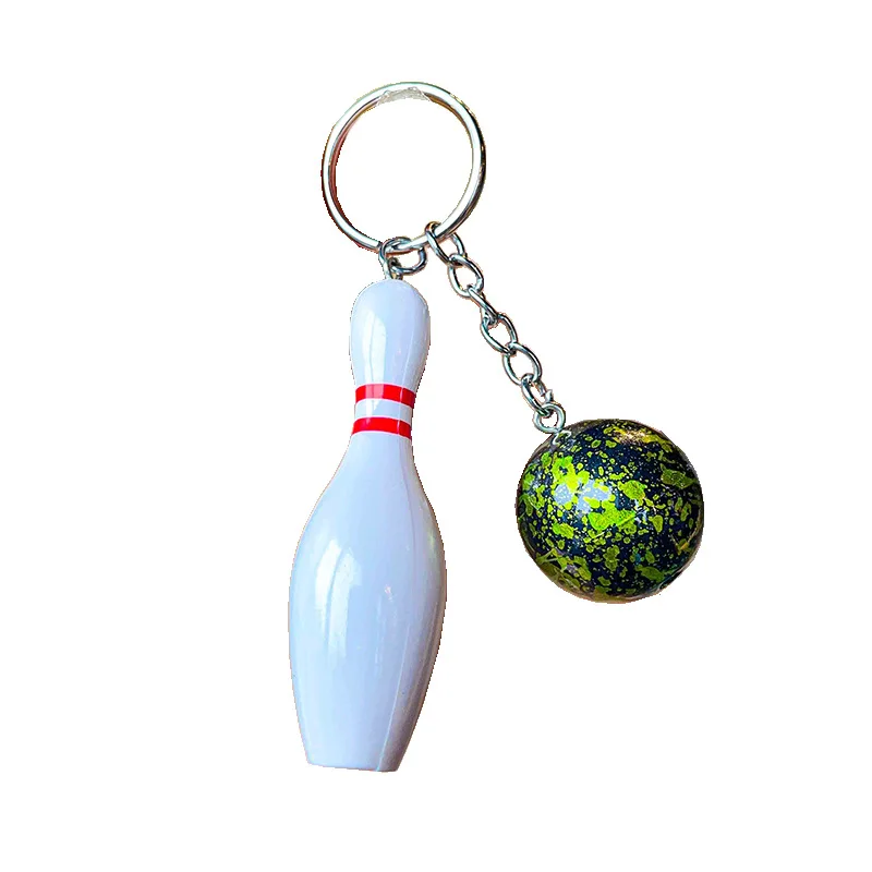 New Mini Souvenir keytag 3D Keyfob Pendant Keyfob Bowling Pin and Ball keyholder