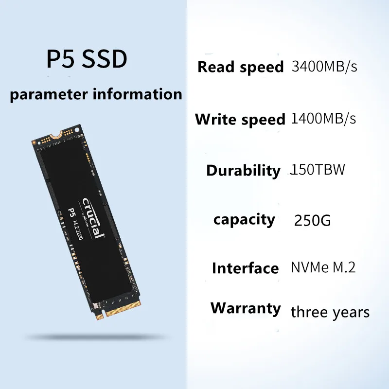 Crucial Meguiar 500gb SSD NVME m.2 Hard Drive P5 game high-speed 1TB 2TB Internal Solid State Disk for Laptop pc Hard Disk