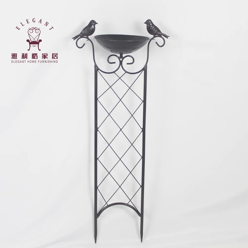Metal Patio Garden Bronze Bird Bath Trellis Decorative Birds On Wrought Iron Trellis Climbing Flowers & Vine