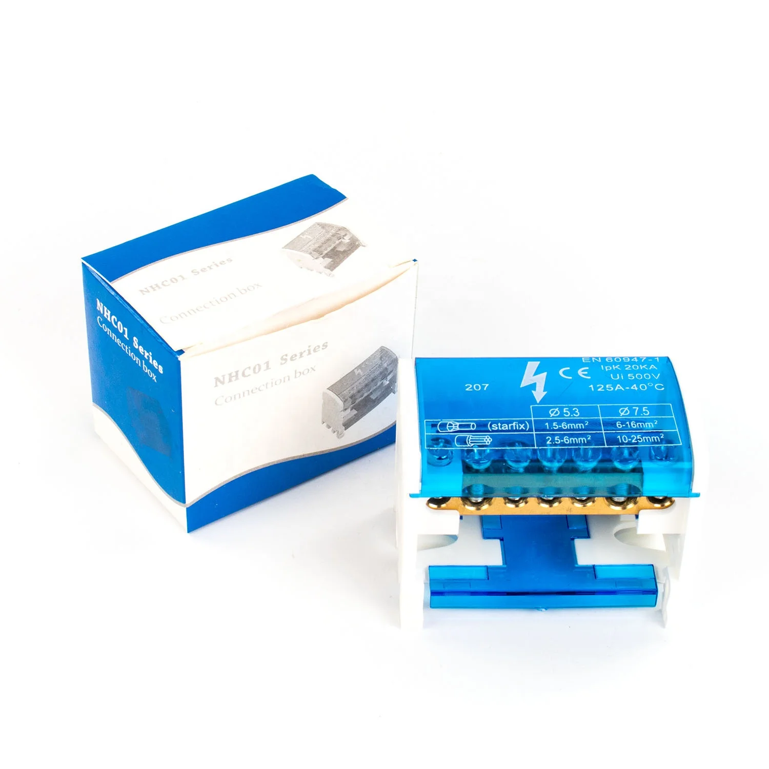 modular screw connection box universal electric wire junction box power distribution block 207 500V 125A DIN rail terminal blocK