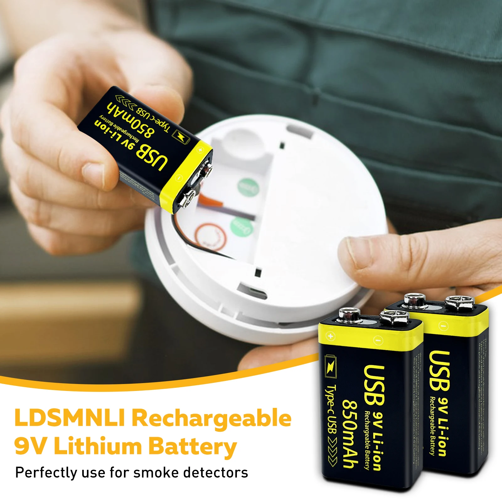 Suitable for gas cooker microphone, 9V 850mWh supports tpyc-c USB charging Rechargeable lithium battery