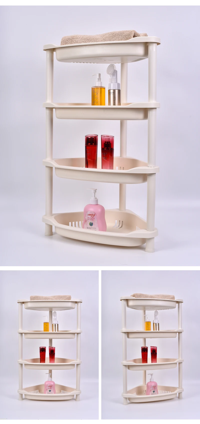 Bathroom Storage Rack 4 Layers Multi-layer plastic storage rack Kitchen shelf bathroom storage rack