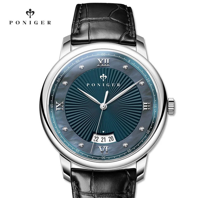2020 New style PONIGER quartz watch wrist watch fashion blue dial relogio masculino luxury men quartz watches