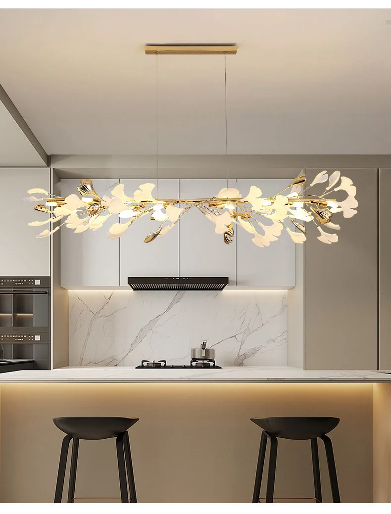 Роскошный ресторан креативная дизайнерская декоративная люстра для виллы Керамическая с листьями гинкго лампа гостиной