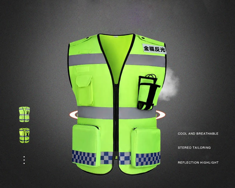 
Adjustable Reflective Vest Jacket Strip Yellow Traffic Reflective Vest Security Road Mesh Fabric For Safety Reflective Vest 