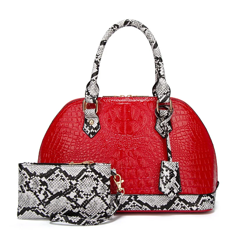 Luxury Messenger Bags Set Bright PU Leather Crocodile Texture Bags Women Handbags Ladies Shoulder Bag