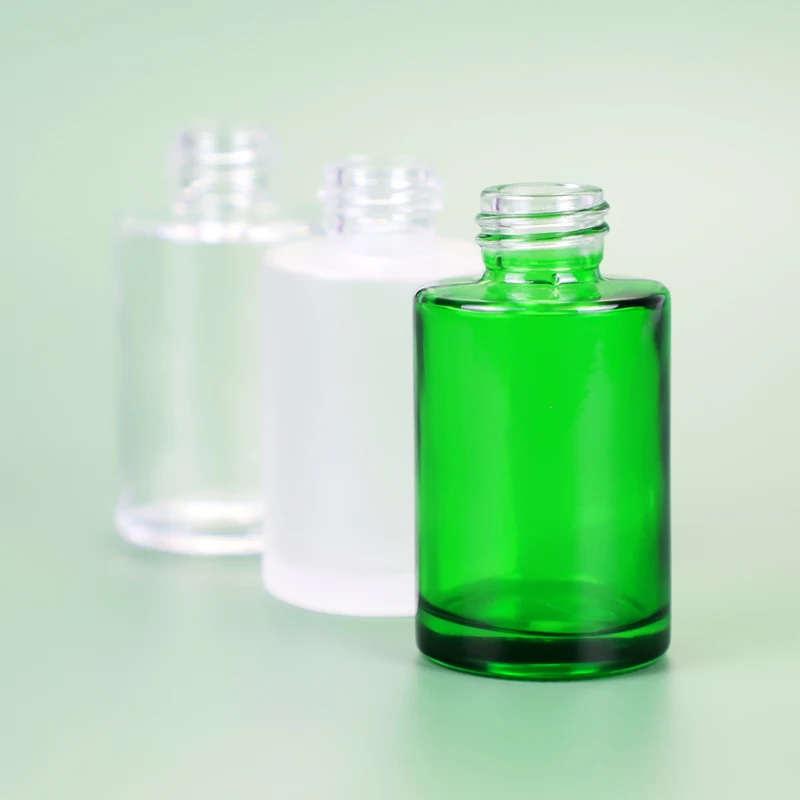 
Factory Custom Gold Cap Green Clear 100ml Glass Dropper Bottle Glass Lotion Pump Bottle 
