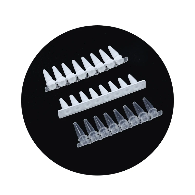 Lab Supplies 0.1ml 0.2ml Pcr 8 Strips Clear or White Tubes with Flat or Convex Covers Strips Regular PCR and Qpcr Reaction 1box
