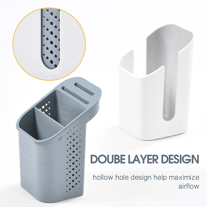 WIREKING Spoon and Fork Storage Holder Plastic Kitchen Utensil Holder Set Sink Organizer Kitchen for Countertop