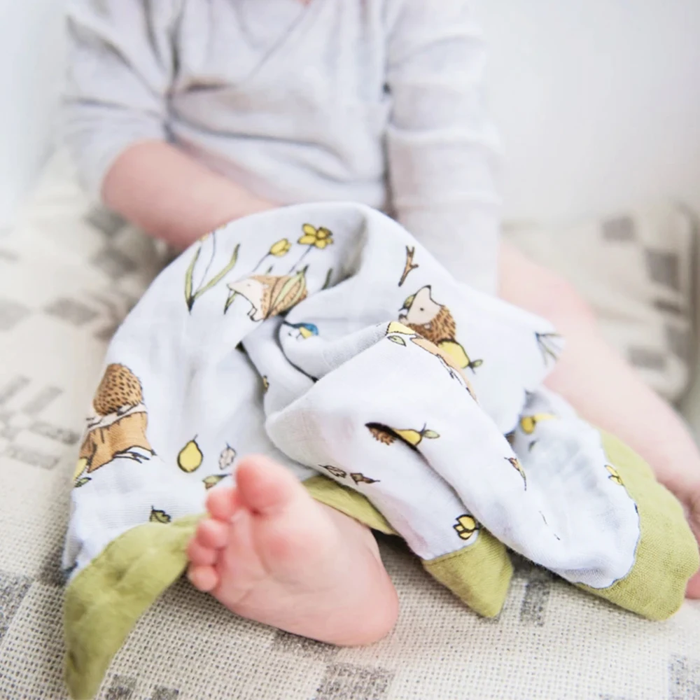 
High quality Baby 100% Organic cotton muslin comforter security blanket 