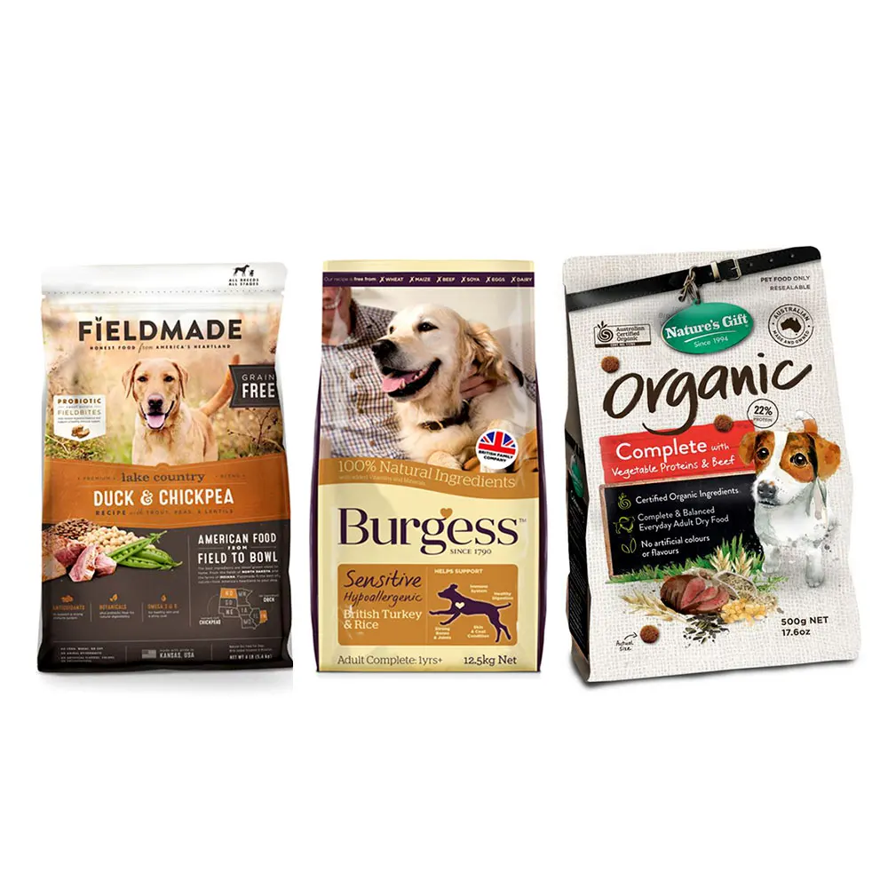 Custom Resealable Flat Bottom Cat Dog Food Feed Pouch Eco Friendly Plastic Travel Recyclable Pet Food Packaging Bag