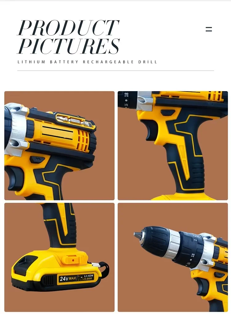 800W Digital Angle Cordless Electric Drill Tool with Hammer Suit Power Drill OEM Customizable