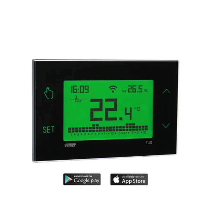 Tuo GSM Nero VE771900 Wall-mounting touch screen chronothermostat with weekly programming and mains power supply