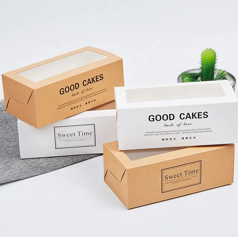 wholesale kraft paper packaging Fancy Sweet Dessert Cake boxes paper drawer box with window for Macaroon Cookie Sushibox