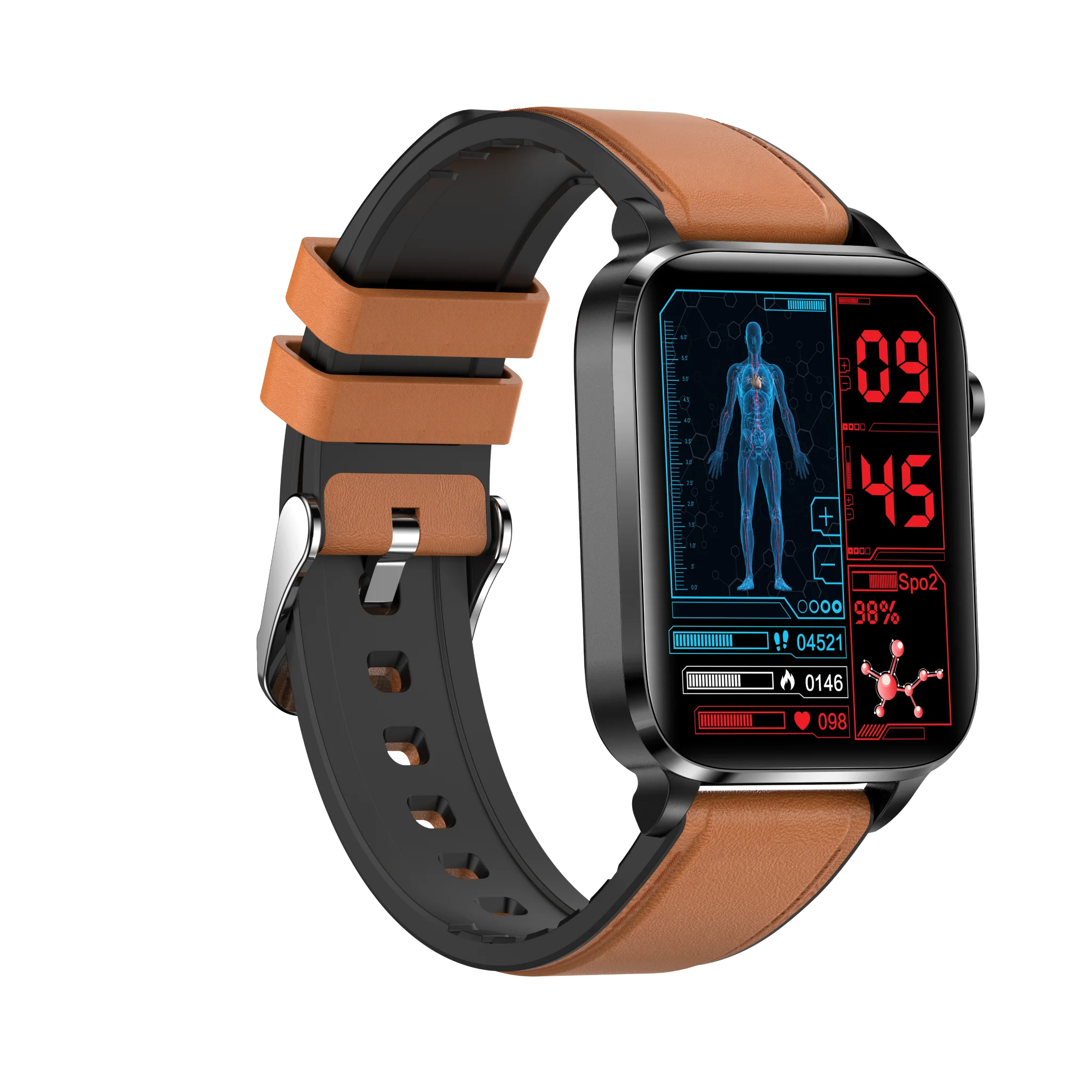 2022 Dual Probe Laser Treatment Smart Watch Body Temperature Monitoring ECG Accurate SPO2 BP Heart Rate Reloj Smartwatch F100