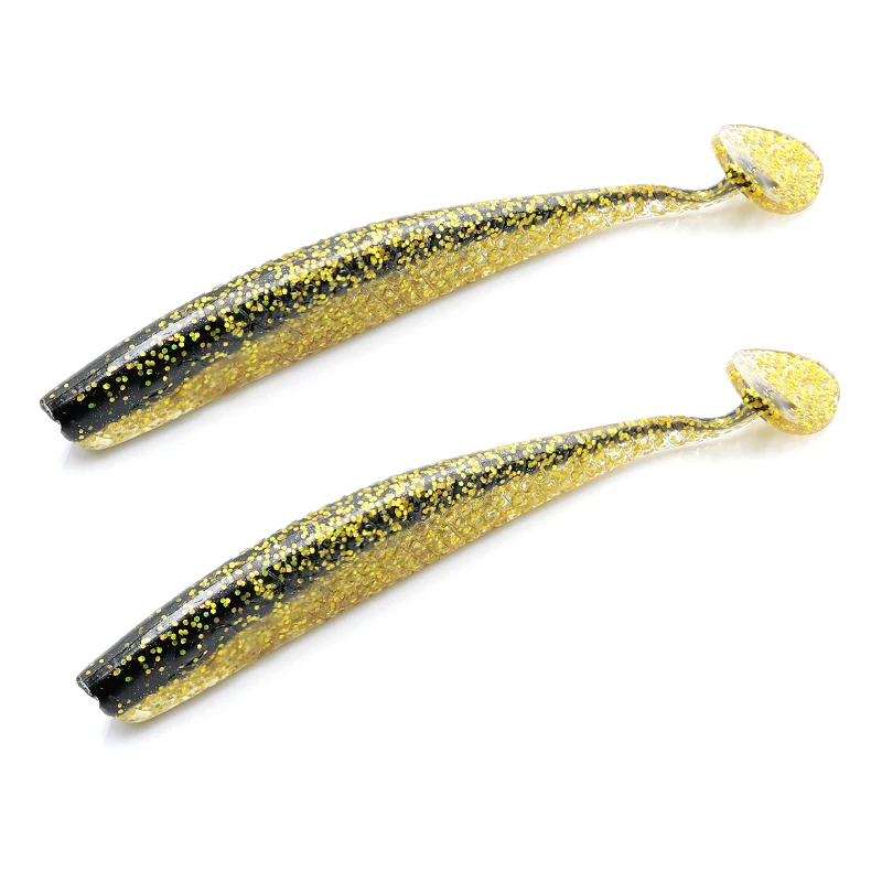 Cheap price artificial lure glitter elastic body silicone T tail stick soft baits worms fishing lures