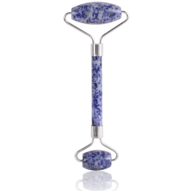 100% Natural Blue Sapphire Stone Jade Roller and Gua Sha Skin Massager Set
