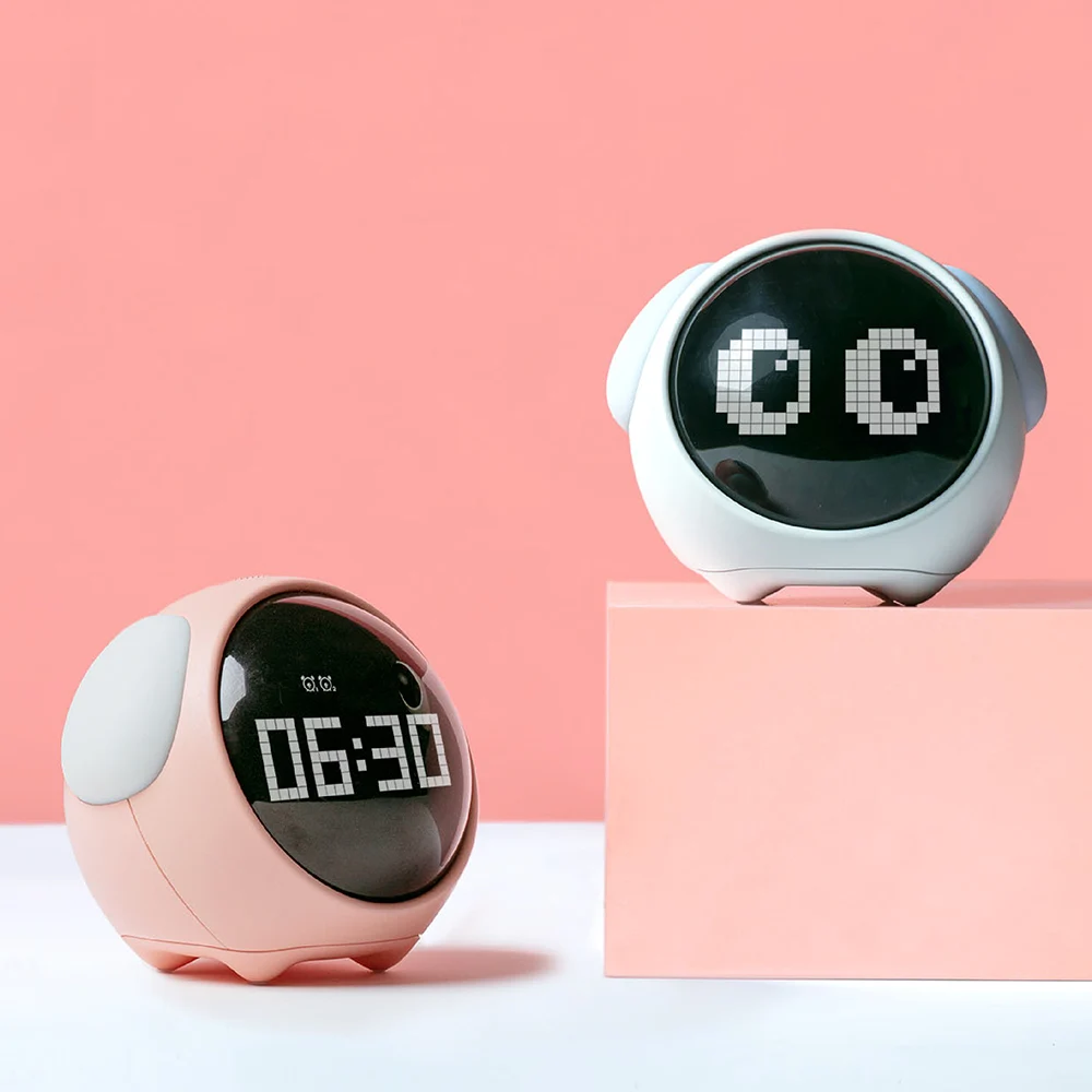 2023 New children get up mini smart bluetooth design alarm clock charging voice control night light ring sound alarm clock