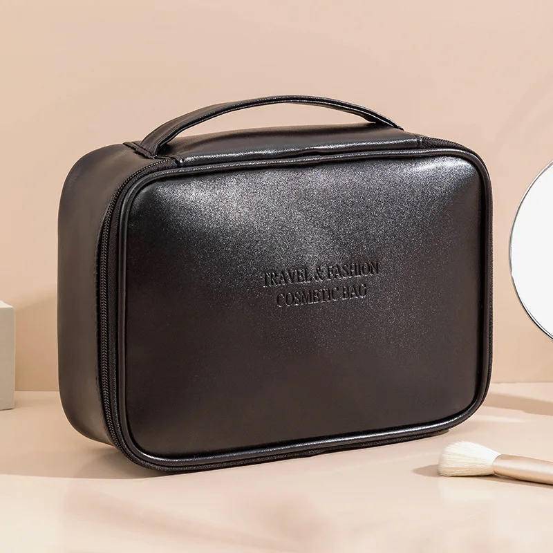 Custom Logo PU Leather Make Up Bags Travel Cosmetic Pouches Makeup Purse Gold