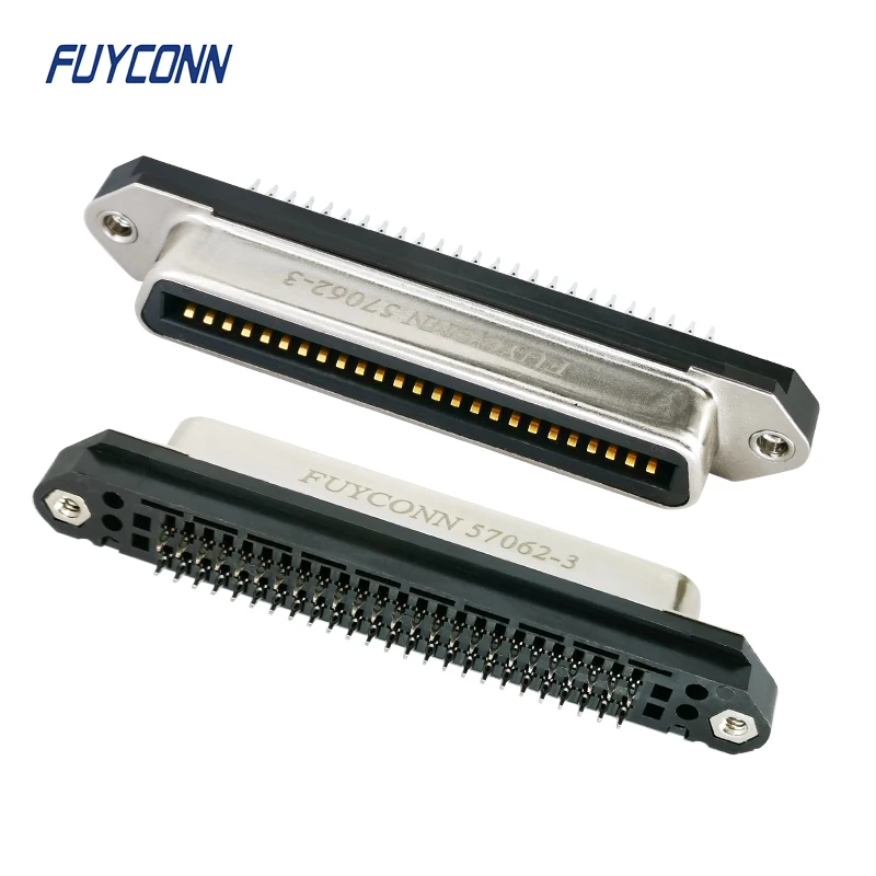 2.16mm pitch DDK PCB mounting Press Pin 50 64 way Printer Connector, 50pin 64pin Female Centronic Connector with Solderless Pin