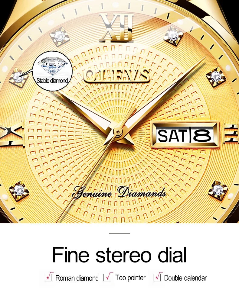 6603 OLEVS брендовые роскошные мужские деловые часы золотые алмазные механические ручные часы с отображением недели и даты светящиеся Мужские автоматические часы