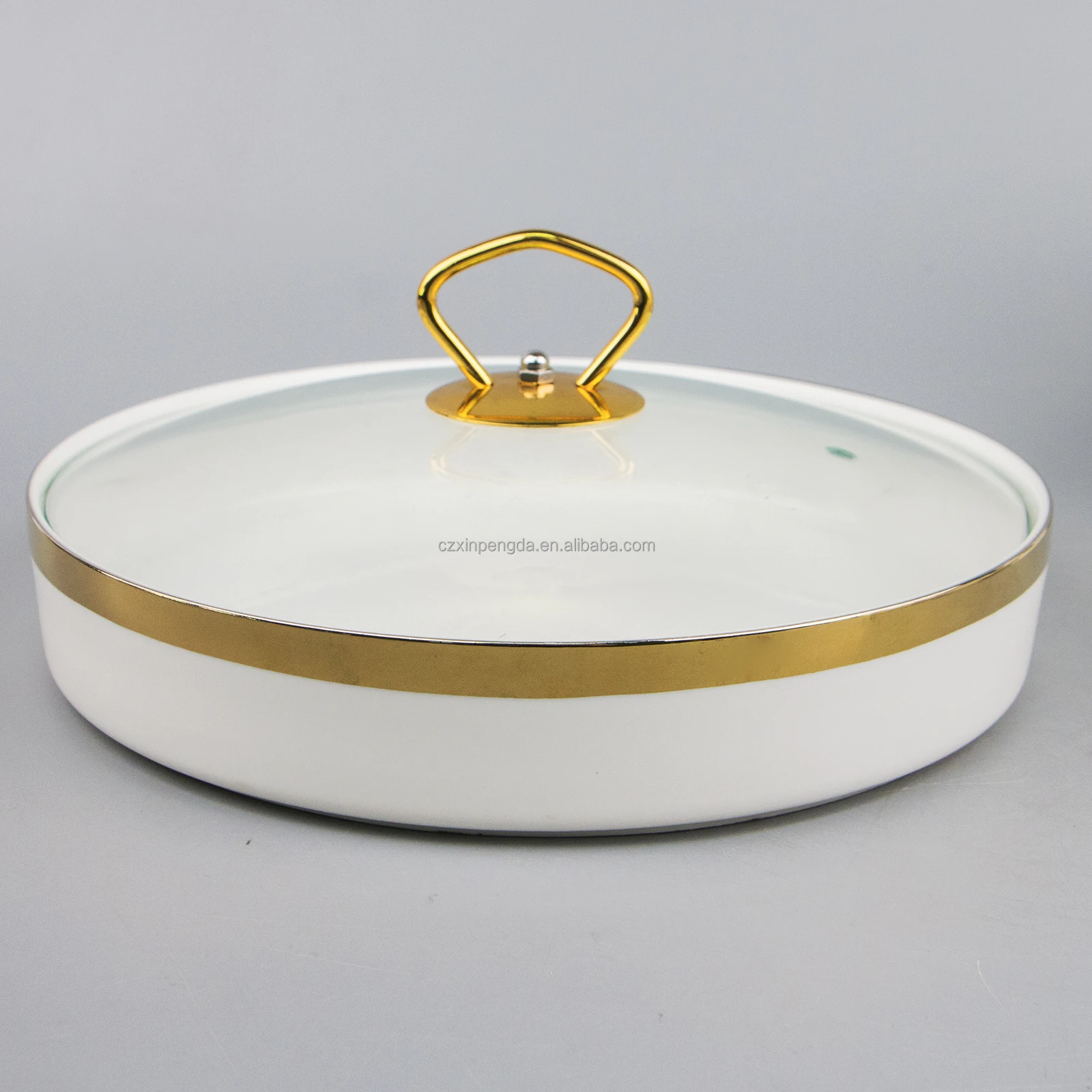 2023 simplicity gold side soup bowl white ceramic large soup bowl household pot with lid for restaurant