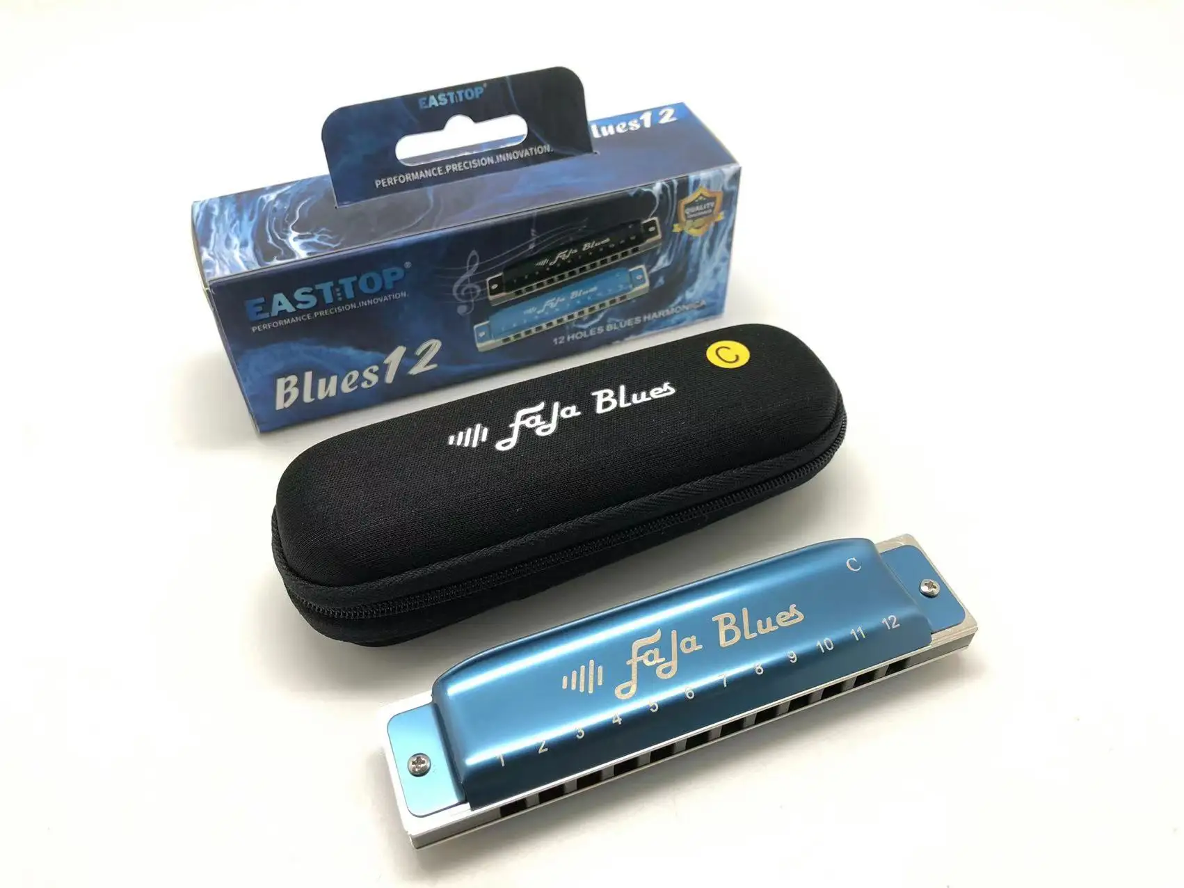 EASTTOP FALA blues mouth organ 12 hole blues professional harmonica AL comb