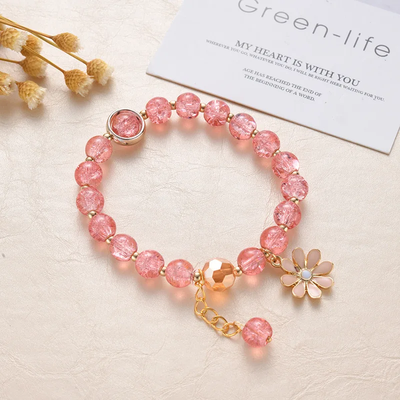  colorful sunflower crystal bead bracelet couple girl gift daisy custom new charm beads