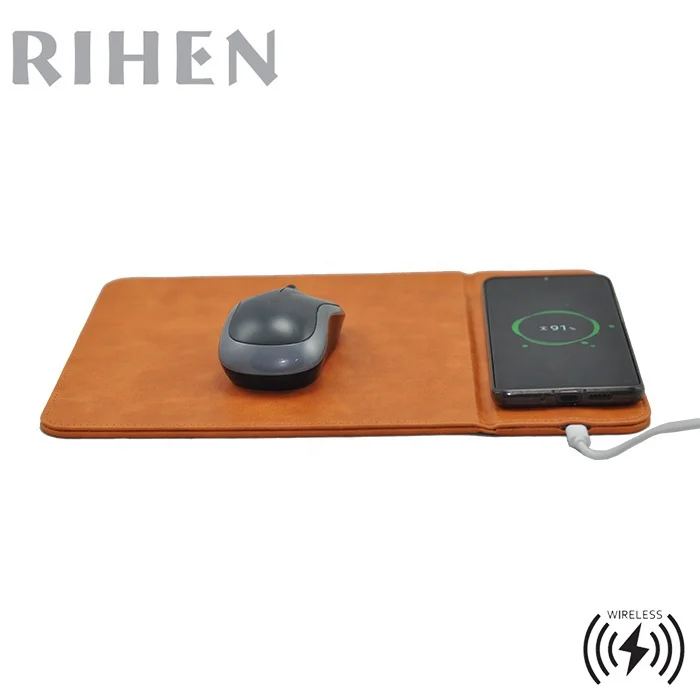 Qi Standard Wireless Charger Mouse pad with Bracket for Mobile Phone