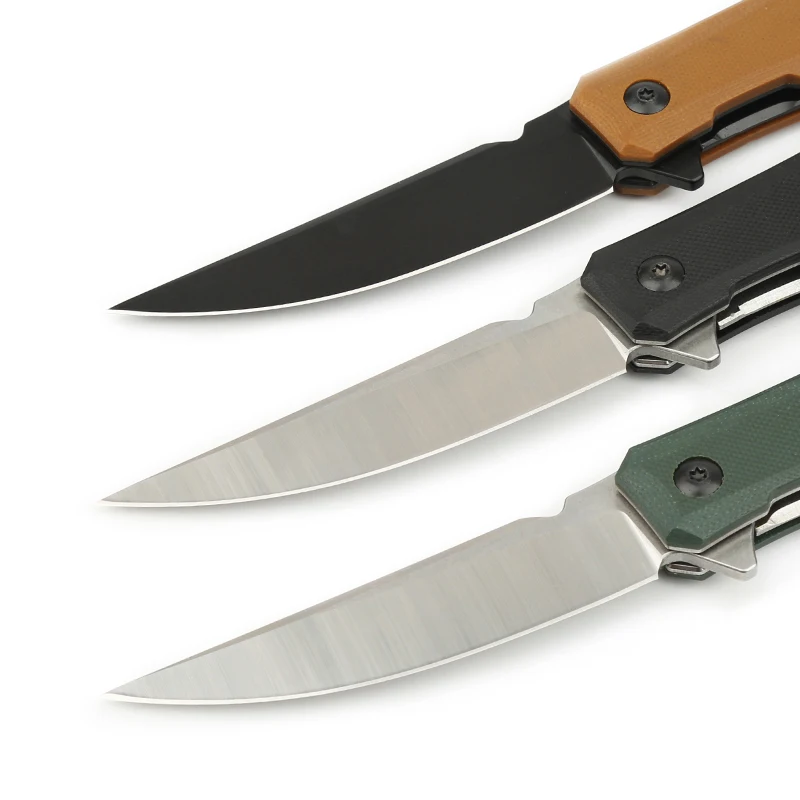 High End EDC G10 Handle D2 Blade Black Lightweight Folding Pocket Survival Knife