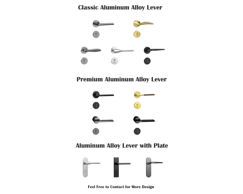 Aluminum Alloy Doors Handle Lock Interior Bedroom Lock Home Room Safety Door Lever Handles
